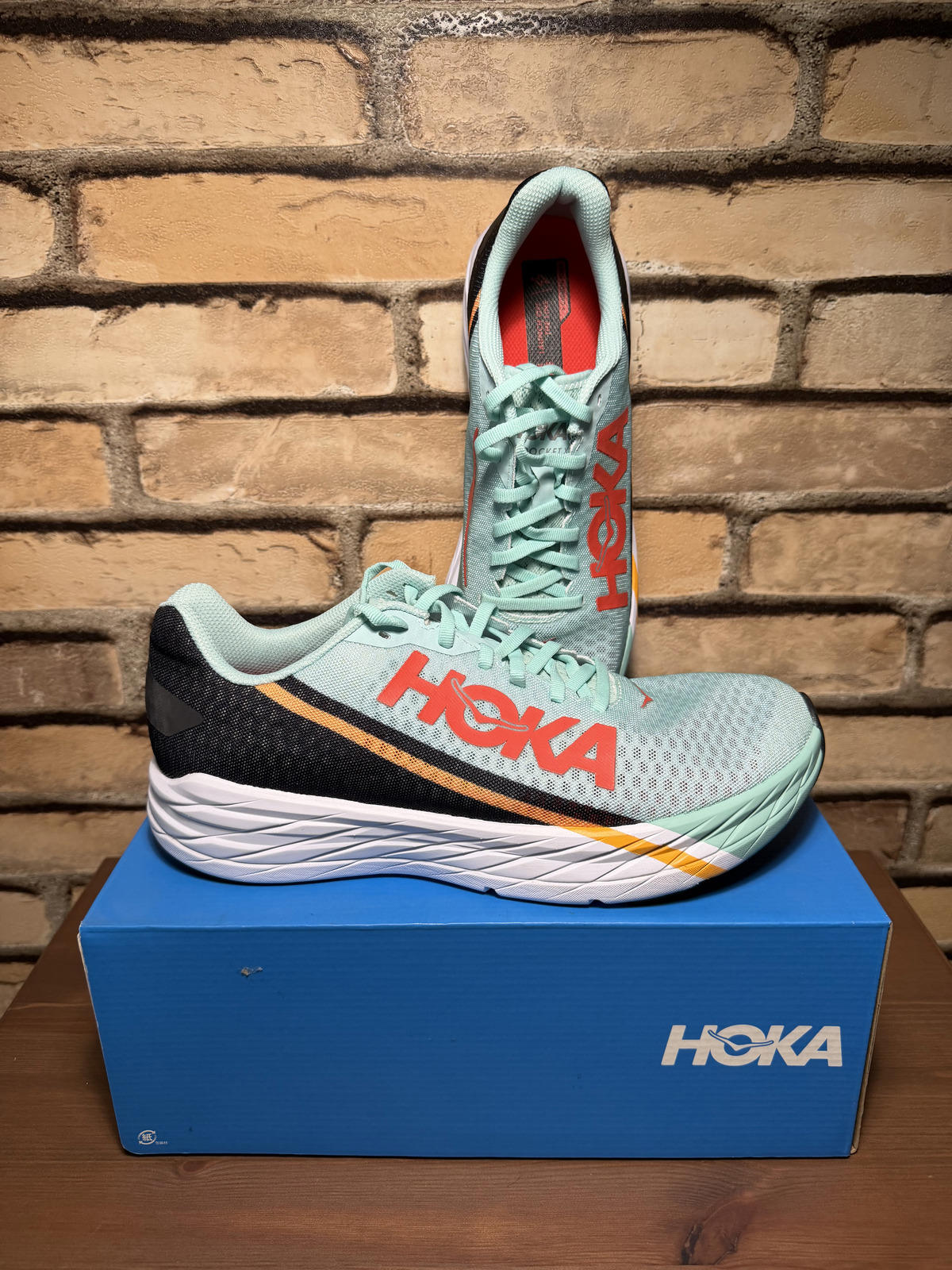 HOKA Rocket X 'Eggshell Blue Black' Running Shoes Size Mens' 10
